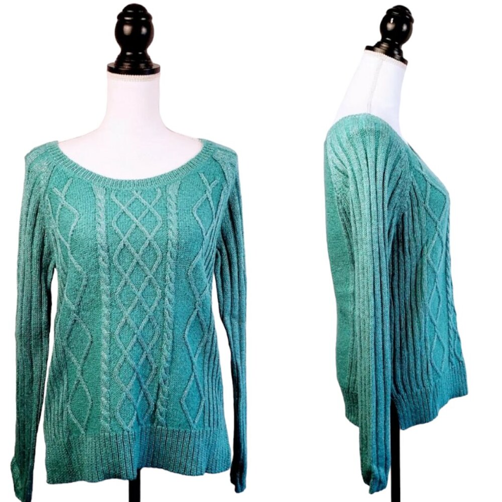 NWT APT. 9 Sweater, Turquoise Green Acrylic Metallic Long Sleeve Shimmery, S